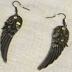 Cato Heavy Jewel Adorned Angel Wing Pierced Earrings